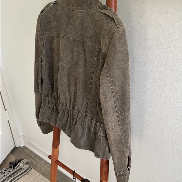 NWOT Vintage Express distressed brown leather double-breasted jacket - Picture 7 of 11